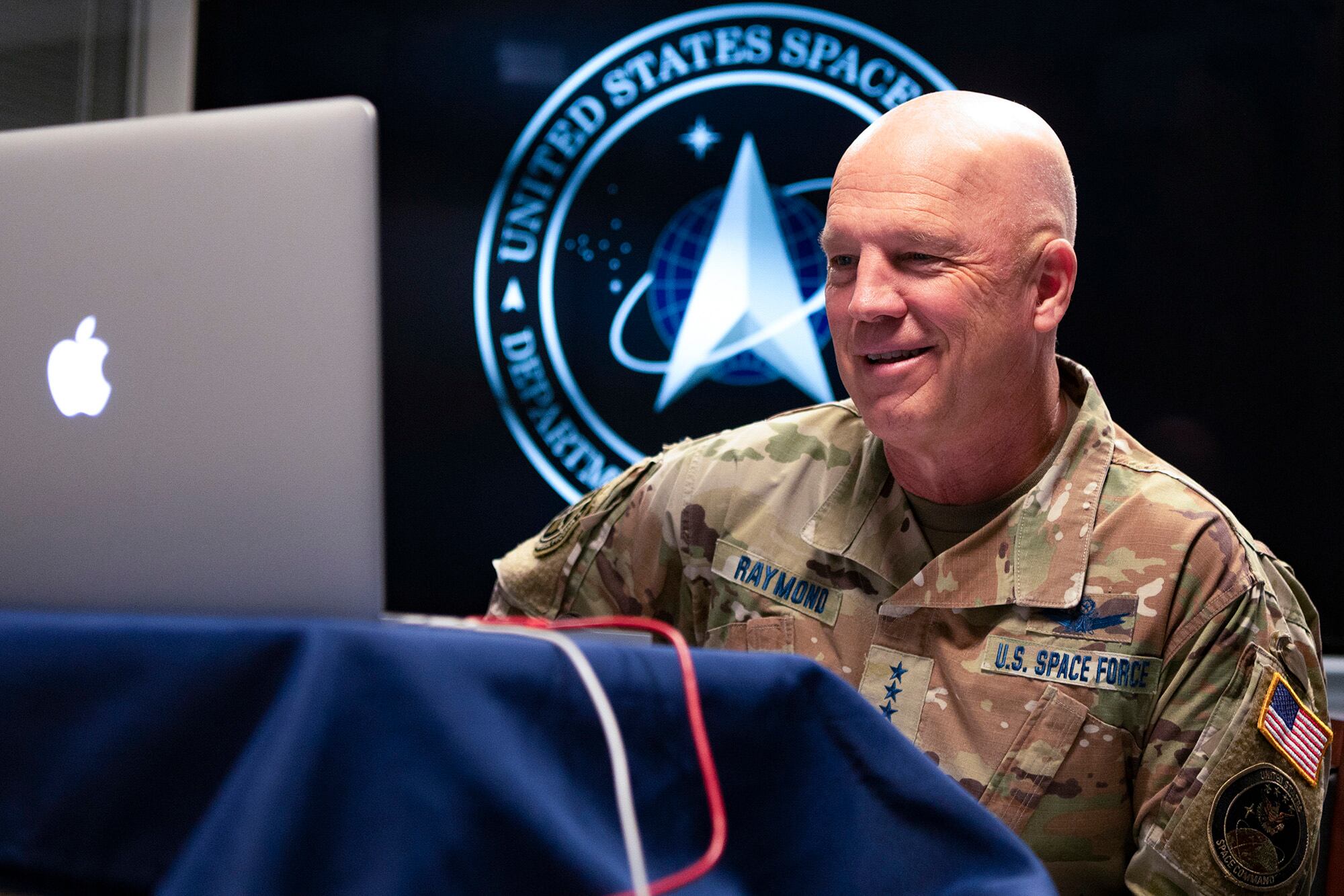 U.S. Space Force's chief of space operations, Air Force Gen. John W. Raymond, participates in a virtual fireside chat with the Center for a New American Security while at the Pentagon on July 24, 2020.