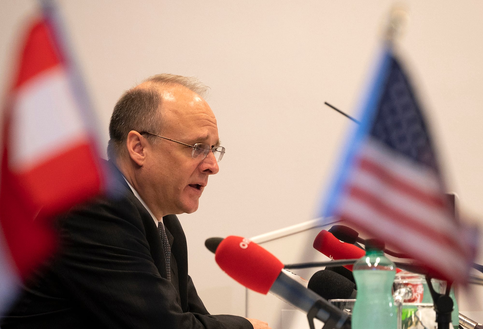 Marshall Billingslea, U.S. special presidential envoy for arms control, looks on during a press conference on June 23, 2020 in Vienna after the U.S. and Russia met for talks on their last major nuclear weapons agreement.