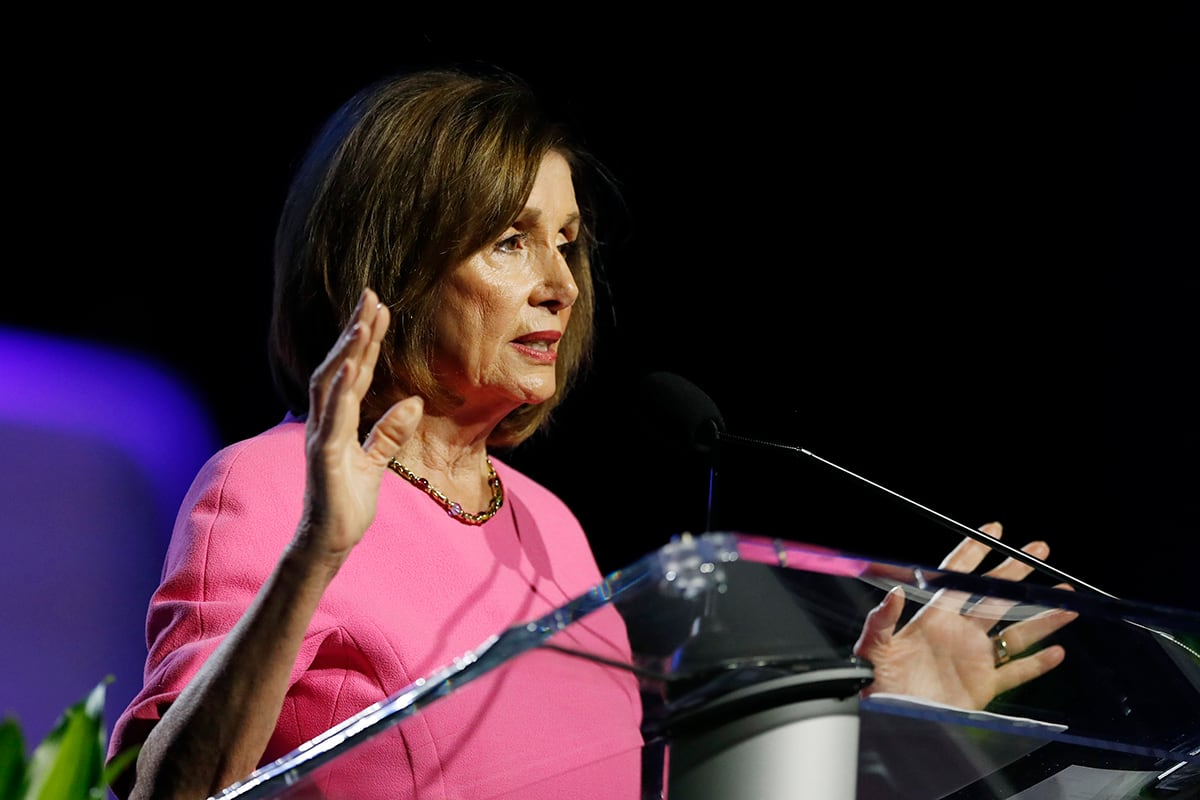 Speaker of the House Nancy Pelosi, D-Calif., addresses the NAACP convention, Monday, July 22, 2019, in Detroit.